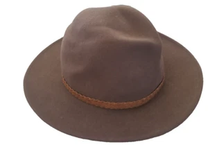 Vintage INDIANA JONES STYLE Flex Felt Fedora 100% Wool, Leather Hat Band, M, USA - Picture 1 of 4