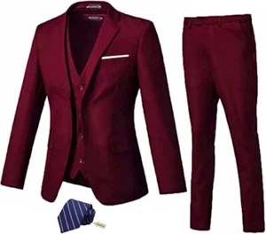Men Suit 3 Pieces Slim Fit, 2 Button Wedding Suit Prom Suit for Men Business Sui - Picture 1 of 32