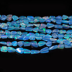 Lavender Blue Ethiopian Opal Gemstone Tumbled Smooth Beads 4X3 10X6 mm Strand 8"
