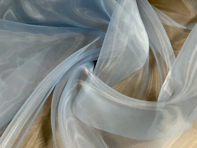 Crystal Organza Lightweight Woven Shimmer Fabric, Per Metre - Plain- Powder Blue - Image 1 of 4