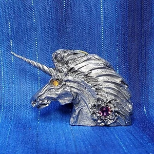 Unicorn with Flower Pin Pewter Cloak Hat Pin US Made *NEW* - Picture 1 of 3