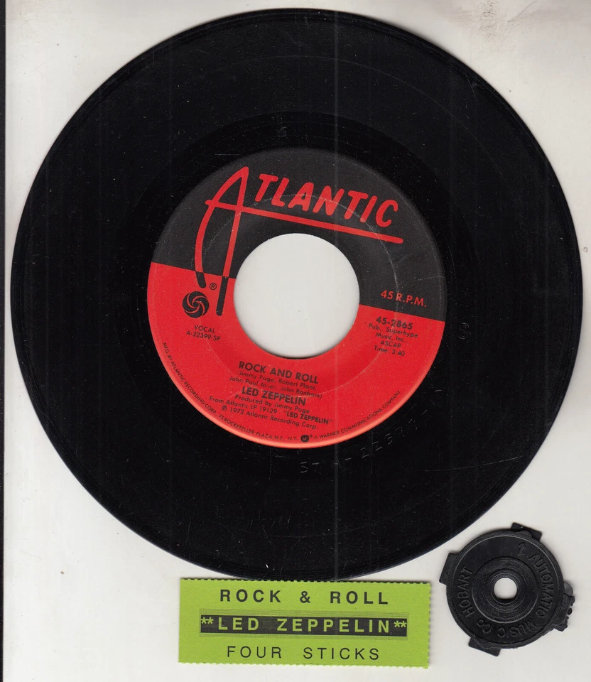 LED ZEPPELIN Rock and Roll & Four Sticks 7" 45 rpm record RARE! + juke box strip - Image 1 of 1