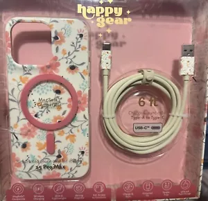 Happy Gear Floral MagSafe-Compatible iPhone 15 Pro Max Case & 6ft USB-C Cable - Picture 1 of 11