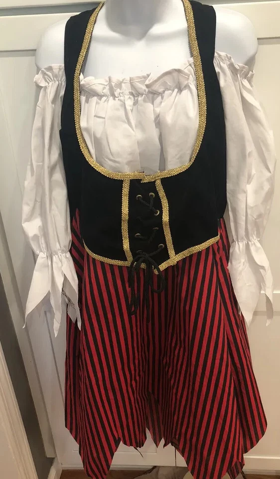 Disfraz de Halloween Pirata Doncella Bucanero Belleza Swashbuckler Se Ajusta a Talla 6-14 Foto 1 de 4