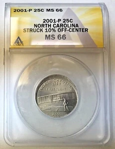 2001 P North Carolina 25c 10% off center ERROR, full date ANACS MS66 - Picture 1 of 6