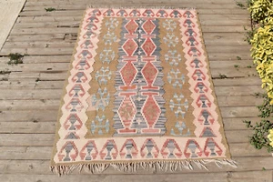 Türkischer Teppich 43 Zoll x 62 Zoll Handgewebt Kayseri Grün Kelim 110 x 160 cm Wolle Arearug - Bild 1 von 8