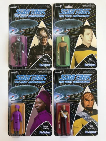 Super7 ReAction Star Trek TNG Next Generation Lot Crusher Worf Data Borg Guinan Cover