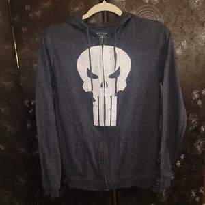 MARVEL PUNISHER HOODIE Full Zip GRAPHIC SKULL Surf Snowboard Skate Punk Emo S - Picture 1 of 4