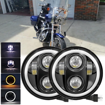 Pair For Honda CM250 Rebel CMX125 CMX 500 5.75" 5-3/4" LED Headlight Hi/Low Beam - Image 1 of 4