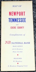 Vintage Map of Newport Tennessee And Cocke County Road Highways NB National Bank - Picture 1 of 6