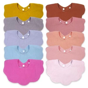 Baby Bibs for Girls Boys 10 Pack Muslin Drool Teeth Drooling Teething Bibs 4-... - Picture 1 of 5