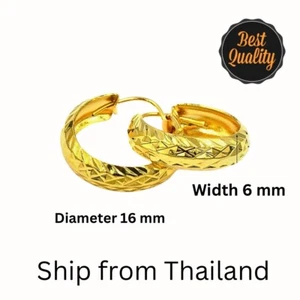 Elegant Earrings 22K 23K 24K Thai Baht Yellow Gold Plated Thai Jewelry Women - Picture 1 of 5