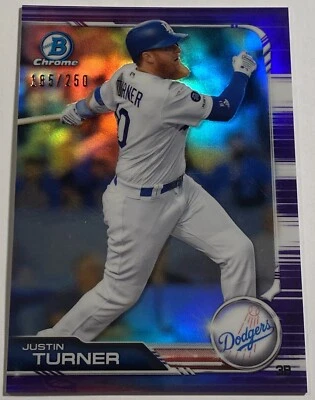 Justin Turner 2019 Bowman Chrome #99 Purple Refractor SP 185/250 - Image 1 of 2