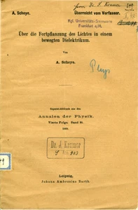 1909 SCHEYE - SIGNED DR. KRAMER - PROPAGATION LIGHT DIELECTRIC - GERMAN PHYSICS - Picture 1 of 6