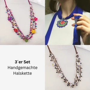3´er Set - handgemachte Halskette mit Häkelspitze Vintage Kette Spitze Sommerket - Bild 1 von 8
