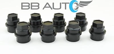 8 NUEVAS TAPAS DE TUERCAS NEGRAS CHEVY GMC SILVERADO 1500 2500 CAMIÓN TAMAÑO COMPLETO Foto 1 de 4