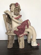 Vintage Artisan Clay Pottery Girl Figurine