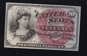 US 10c Fractional Currency Note 4th Issue Large Seal Blue Fiber FR 1259Ch-CU (30 - Picture 1 of 2
