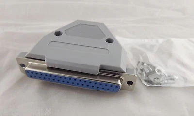 DB37 Female Jack 37 Pin 2 Rows D-SUB Connector Grey Plastic Hood Cover Backshell - Image 1 of 4