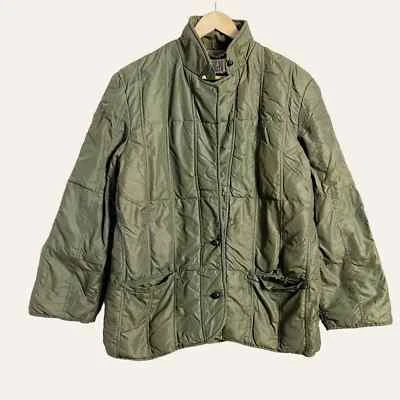Vintage Bill Blass Olive Green Down Insulated Nylon Quilted Jacket Size L  - Image 1 of 4