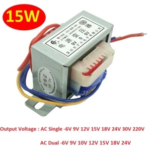 15 W/VA EI57 Trasformatore di potenza 220V/380V a 6V/9V/12V/15V/18V/24V AC singolo/doppio - Foto 1 di 7