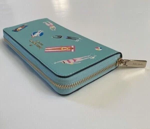Portafoglio grande continentale Kate Spade blu con zip a bordo piscina K7199 nuovo con etichette $239 prezzo consigliato - Foto 1 di 6