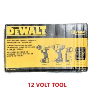 DEWALT DCK311S3 12V 12 Volt Cordless Screwdriver Impact Wrench & Light Combo Kit - Image 1 of 4