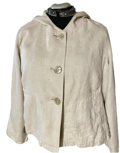 J Jill 100% Hemp Hooded Jacket  Inverted Pleats Flare Body& Sleeves  Pockets 2! - Picture 1 of 15