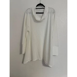 New York Laundry Cowl Neck Tunic Top 3X White Long Sleeve Button Cuff - Picture 1 of 4