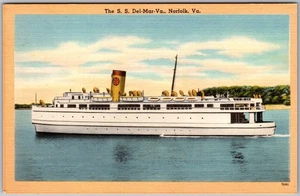 Vintage Postkarte Palast Fähre Norfolk nach Cape Charles Norfolk, VA 1930er - Bild 1 von 2