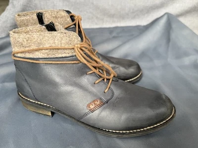 Botas de tornozelo femininas Remonte 39 cinza com cadarço zíper lateral couro punho de pele sintética - Imagem 1 de 4