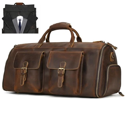 Bolsa de ropa de cuero para hombre, convertible bolsa de lona para llevar... Foto 1 de 4