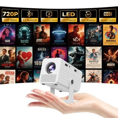 10000LMS 4K Mini Tragbarer Projektor LED BT HDMI USB Büro Heimkino Fernbedienung - Bild 1 von 4