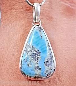 59.45 Ct Natural Blue Turquoise Pear Shape 925 Sterling Silver Pendant Gems 5NSD - Picture 1 of 7