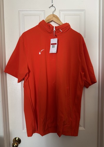 Nike Giacca Coach Uomo Grande Manica Corta Tessuto Clemson Arancione FJ9548 820 NUOVA