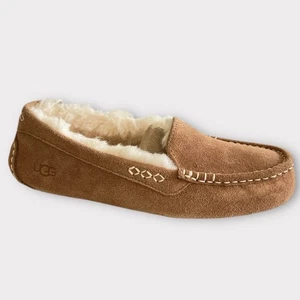 UGG Ansley Women Moccasin Slipper Brown Shearling Leather Slip On Outdoors 7 New - Picture 1 of 13