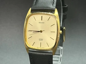 Vintage CITIZEN EXCEED 2730-271670 Gold Square Men 29mm Quartz Watch From JAPAN - Picture 1 of 11