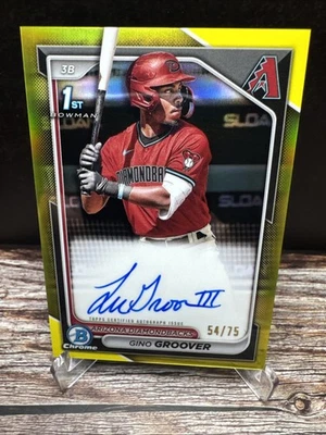 2024 Bowman Gino Groover Chrome Prospect Yellow Refractor Auto /75 #CPA-GG (RC) - Image 1 of 4