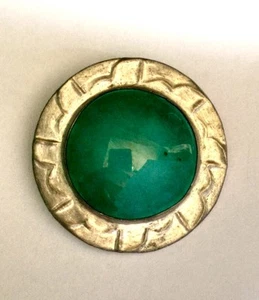 Arts and crafts Style Pewter brooch Enamel Cabachon - Picture 1 of 4