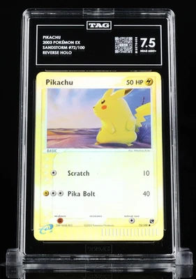 TAG 7.5 NM+ Pikachu 72/100 - EX Sandstorm 2003 - Reverse Holo - Pokemon TCG - Image 1 of 2