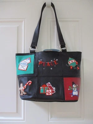 NUEVO CON ETIQUETAS BOLSO MONEDERO NEGRO DOBLE ASA LILY BLOOM NAVIDAD PAZ FIESTA VACACIONES LVLY Foto 1 de 4