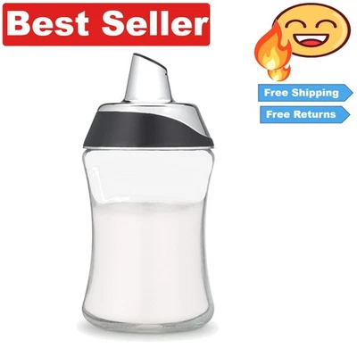 Elegante dispensador de azúcar de vidrio de 7,5 oz con tapa cromada - Perfecto para los amantes del café Foto 1 de 4
