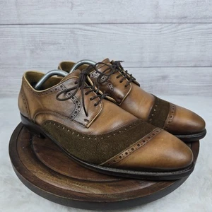 TAFT Preston Braided Leather Wingtip Oxford Dress Shoes Cognac Men’s Size 44 - Picture 1 of 12