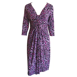 Animal Print V Neck Twist Front 3/4 Sleeve Dress Size 8, 10 - Picture 1 of 1