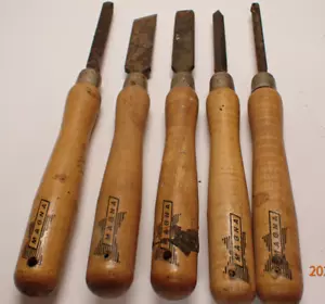 5 SCALPELLI TORNIO LEGNO VINTAGE MAGNA NEGOZIO UTENSILI LAVORAZIONE LEGNO - Foto 1 di 12