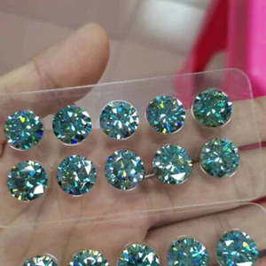 3.0~10mm Cyan Blue Round Cut Moissanite Stone Loose Diamond With Certificate - Picture 1 of 6