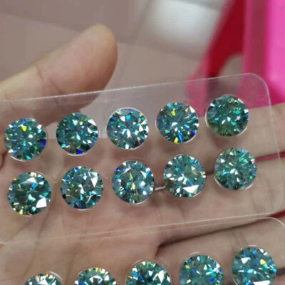 3.0~10mm Cyan Blue Round Cut Moissanite Stone Loose Diamond With Certificate - Image 1 of 4