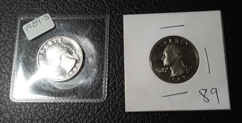 Two 1989-S 25C Proof Gem Deep Cameo Washington Quarters (2 coins) Cover
