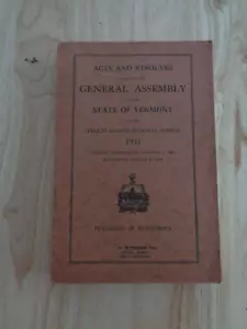 Acts and Resolves General Assembly Vermont 32nd Biennial Session 1933 SC - Bild 1 von 1