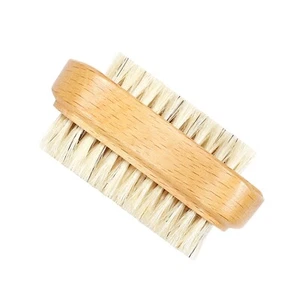 Wooden Cleaning Finger Nail Brush With Natural Pig Bristles Double Sided - Picture 1 of 12